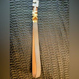 Michael Kors Tan and Gold Logo Belt